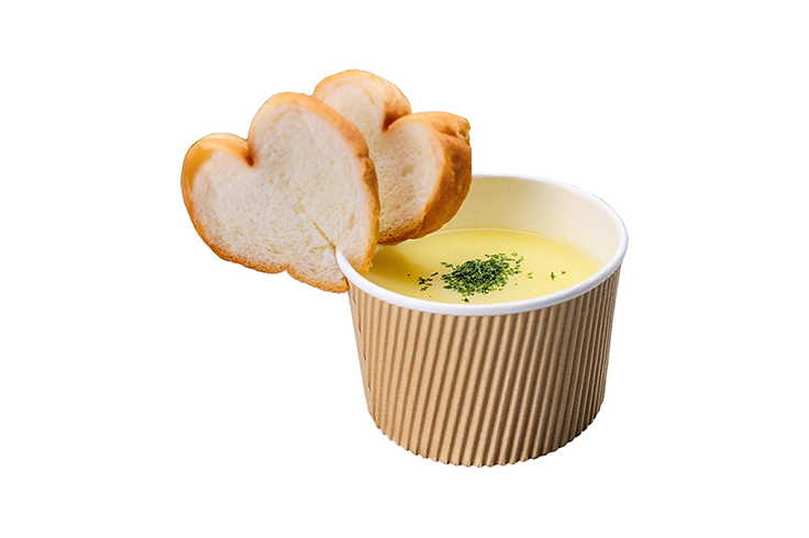 Edible Corn Soup with Heart-shaped Bread
