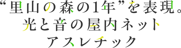 里山の森の1年を表現。光と音の屋内アスレチック